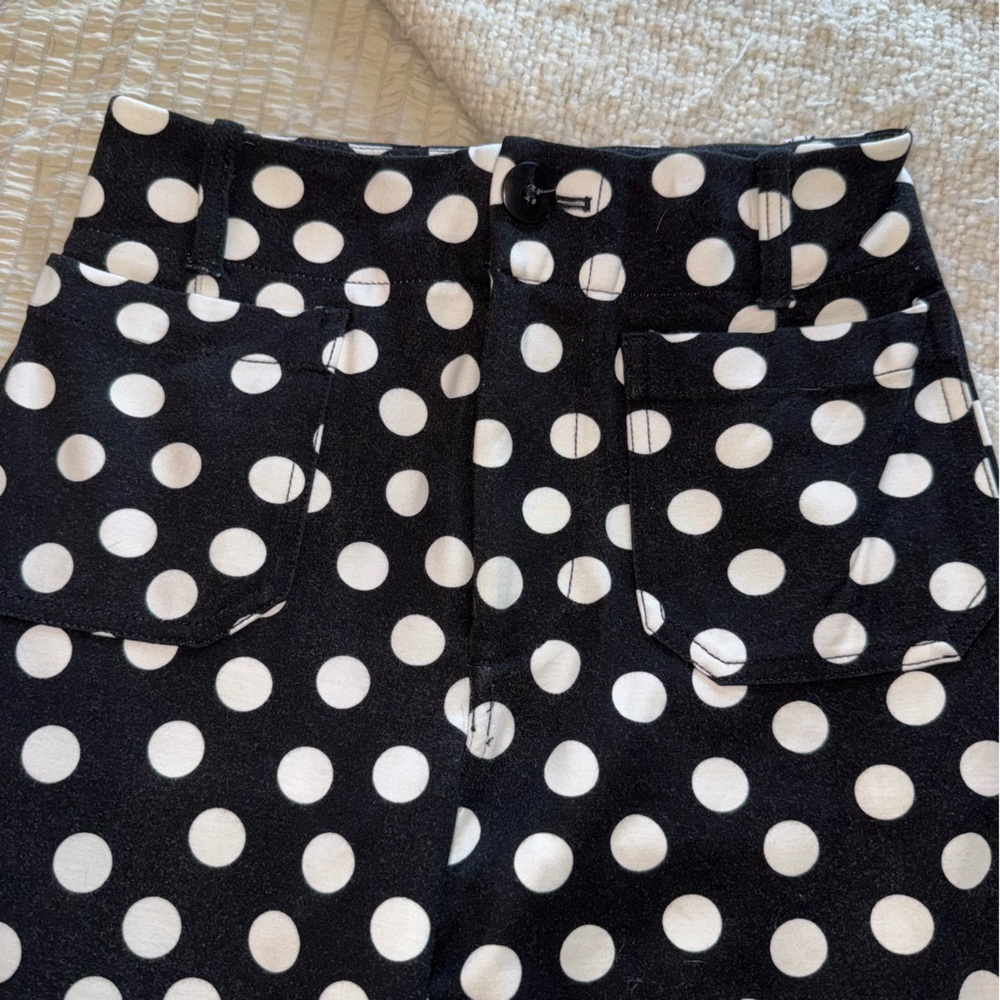 SOLD!! 🛑 Maeve Bold Black White Polka Dot Cropped Collette Pants 25 - Picture 3 of 7
